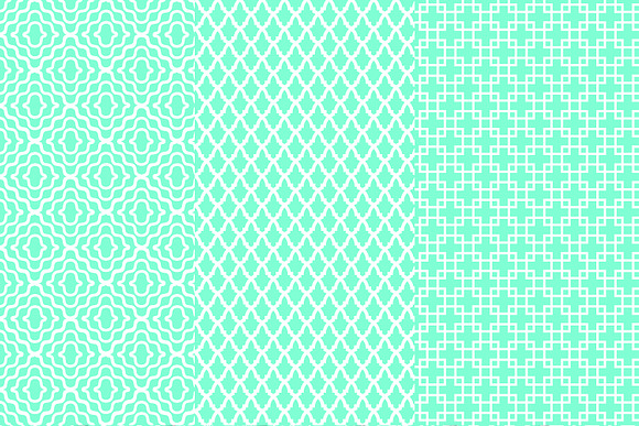 Aquamarine Geometric Tiles in Patterns - product preview 1