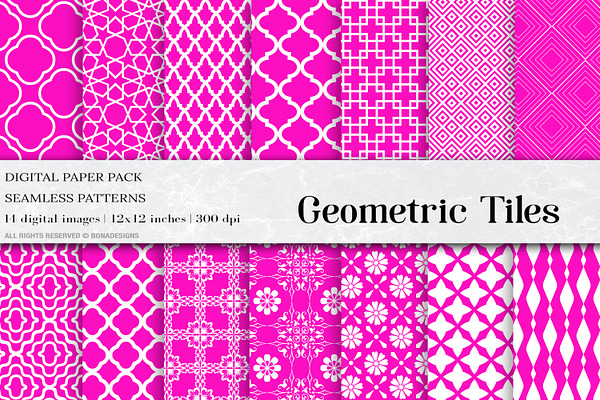 Pink Geometric Tiles Patterns