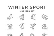 Set line icons of winter sport