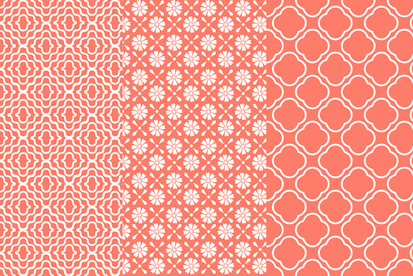 Coral Geometric Tiles Pattern in Patterns - product preview 1