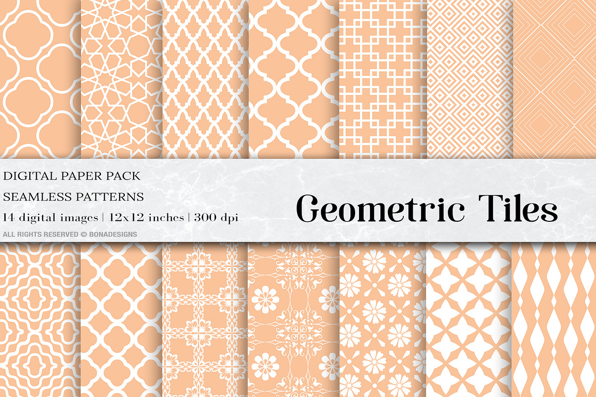 Peach Geometric Tiles Patterns in Patterns - product preview 8