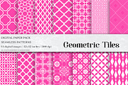 Fuchsia Geometric Tiles Patterns