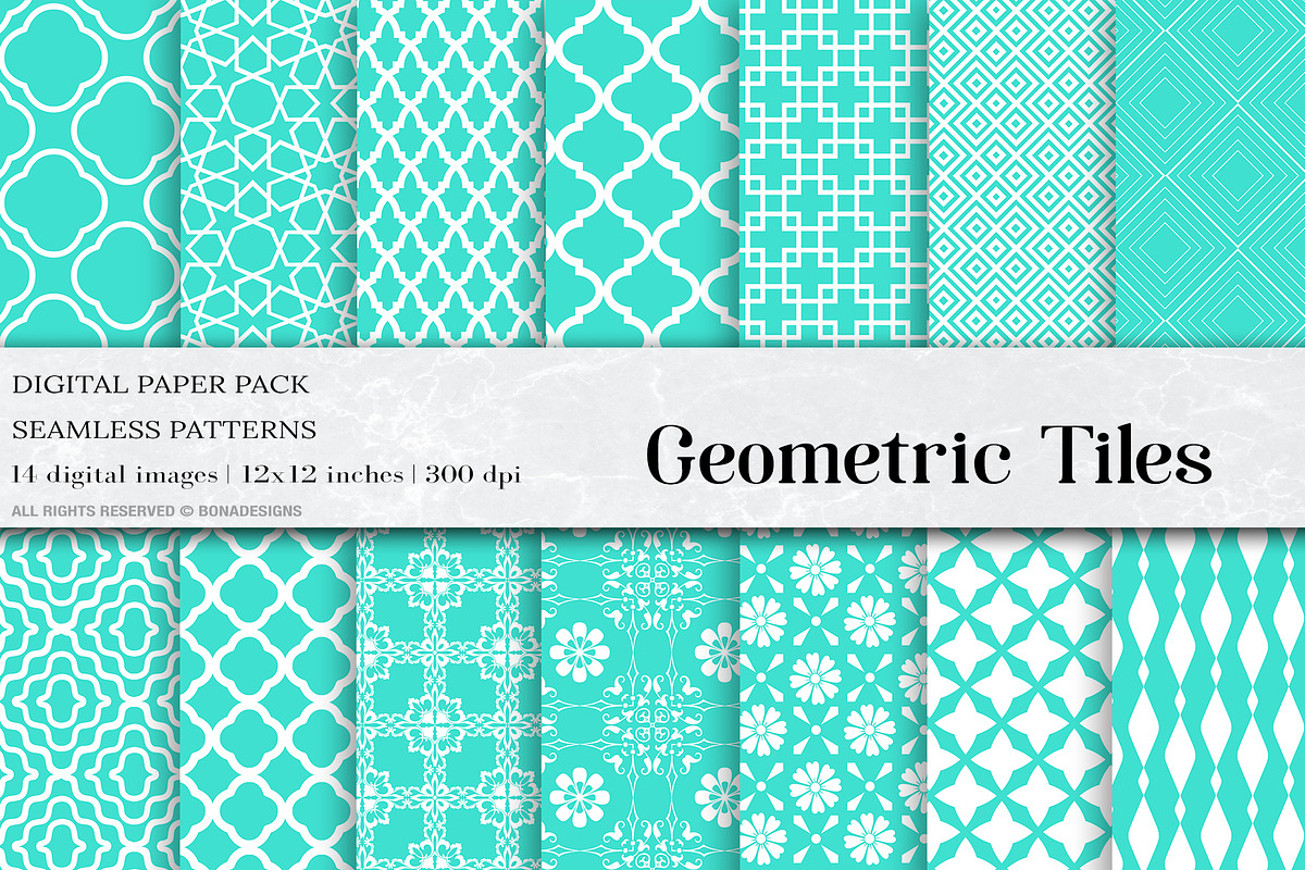 Turquoise Geometric Tiles Patterns in Patterns - product preview 8