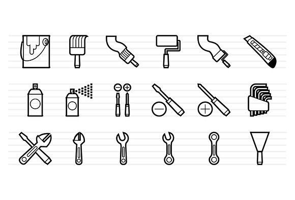 35 Hardware Tools Line Icons Set in Icons - product preview 1