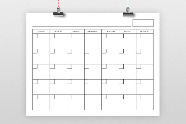 Blank Calendar Page Template Set