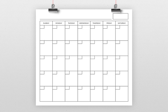 Blank Calendar Page Template Set in Stationery Templates - product preview 6