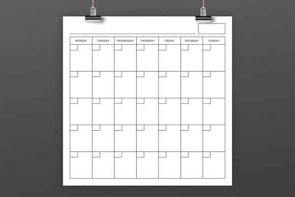 Blank Calendar Page Template Set in Stationery Templates - product preview 7