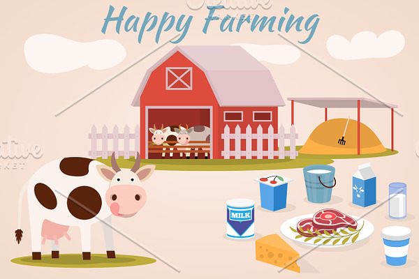 Happy farm and dairy products