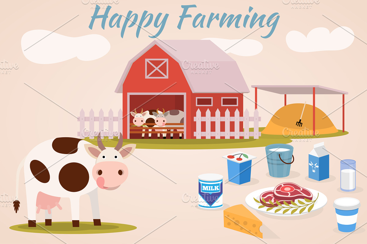 Happy farm and dairy products | Creative Daddy