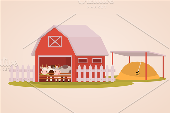 Happy farm and dairy products in Illustrations - product preview 1