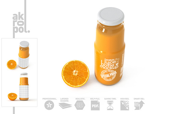 Orange juice Bottle Mock up in Product Mockups - product preview 5