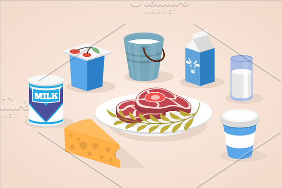 Happy farm and dairy products in Illustrations - product preview 3