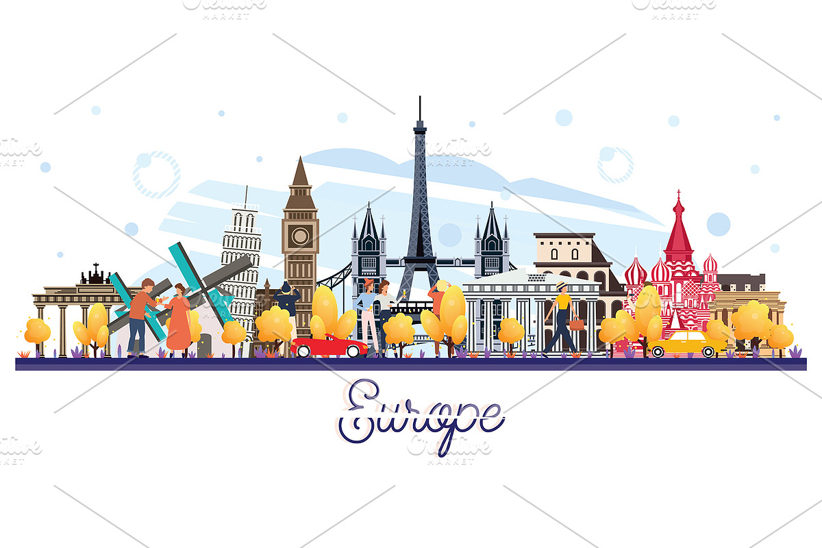Famous Landmarks in Europe Isolated in Illustrations - product preview 8