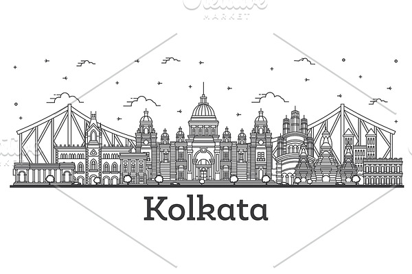 Outline Kolkata India City Skyline