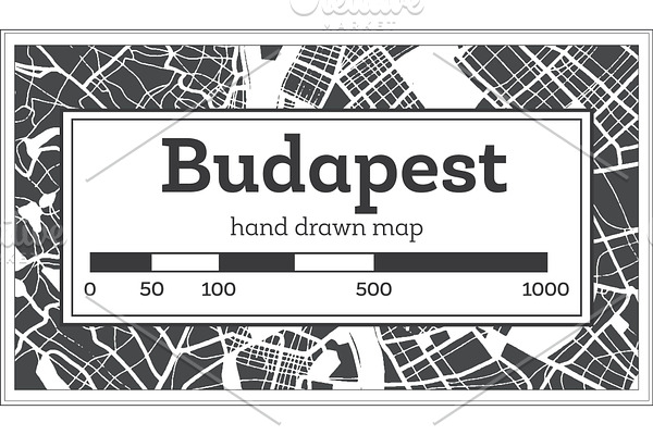 Budapest Hungary City Map in Retro