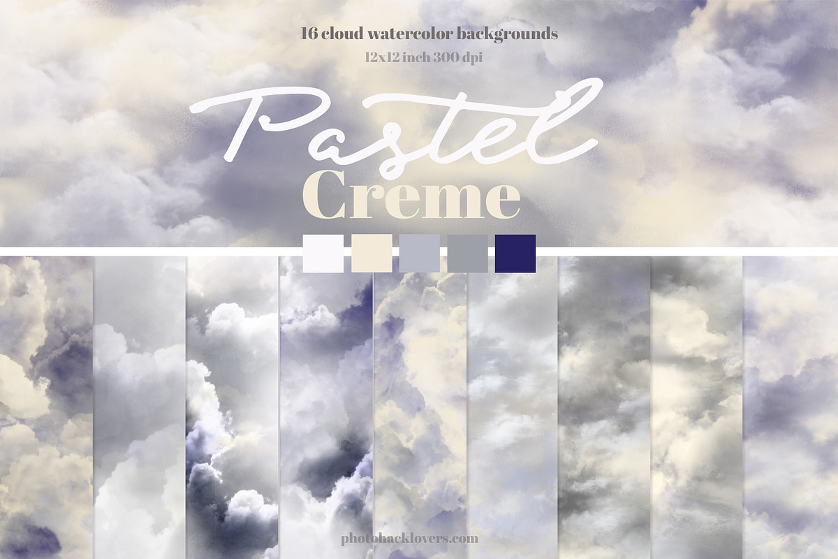 Pastel Creme Watercolor Backgrounds in Textures - product preview 8
