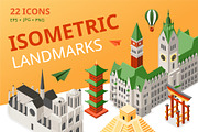 Isometric Landmarks Icons Set