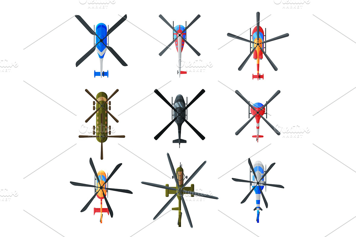 Flying Helicopters Collection, View in Illustrations - product preview 8