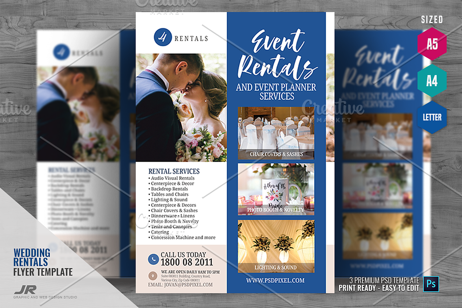 Events and Wedding Rentals Flyer in Flyer Templates - product preview 8