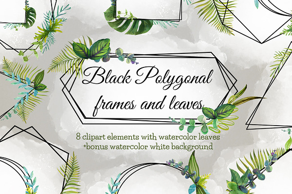 Polygonal black frames and leaves