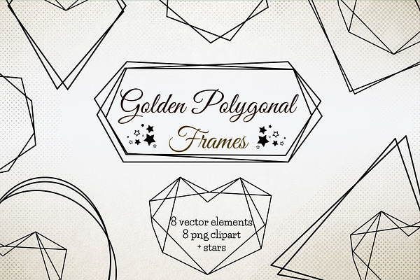 Black Polygonal Frames PNG +SVG