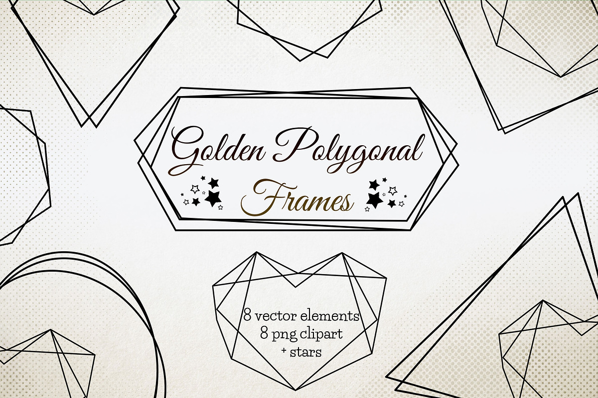 Black Polygonal Frames PNG +SVG in Illustrations - product preview 8