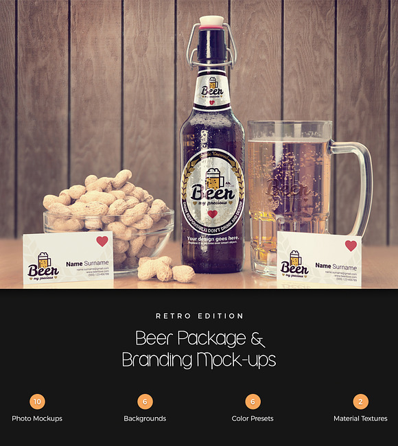Retro Beer Package & Branding Mockup in Scene Creator Mockups - product preview 1
