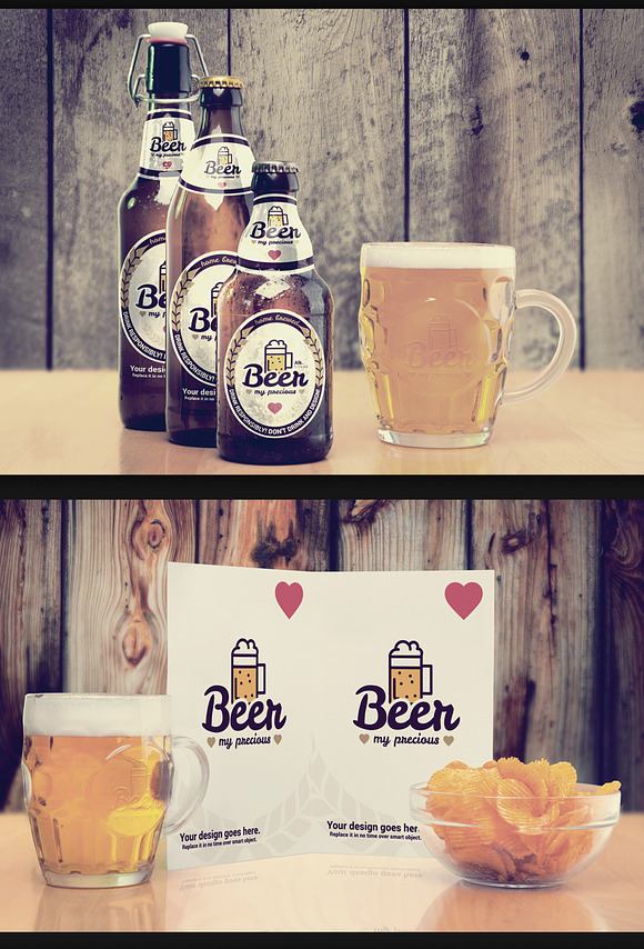 Retro Beer Package & Branding Mockup in Scene Creator Mockups - product preview 6