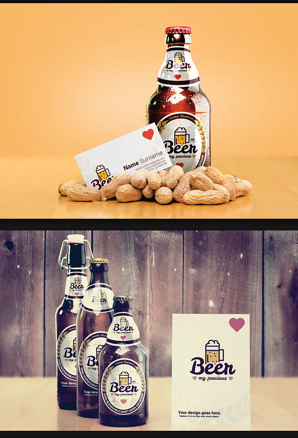 Retro Beer Package & Branding Mockup in Scene Creator Mockups - product preview 7