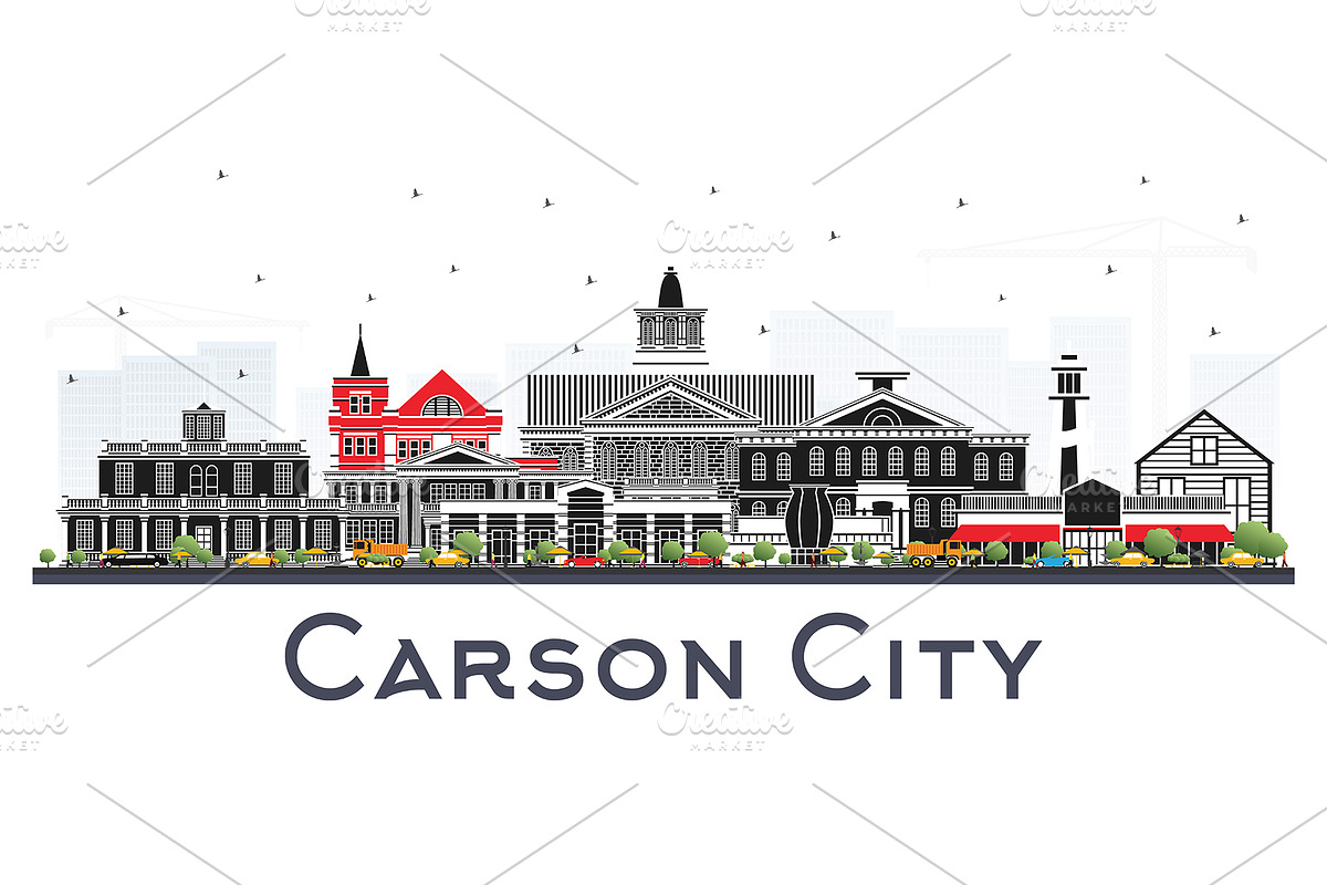 Carson City Nevada City Skyline in Illustrations - product preview 8