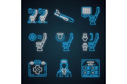 Aviation services icons set