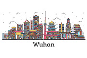 Outline Wuhan China City Skyline