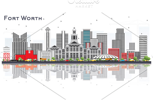 Fort Worth USA City Skyline