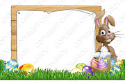 Easter Bunny Sign Eggs Basket