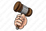 Fist Hand Holding Judge Hammer Gavel