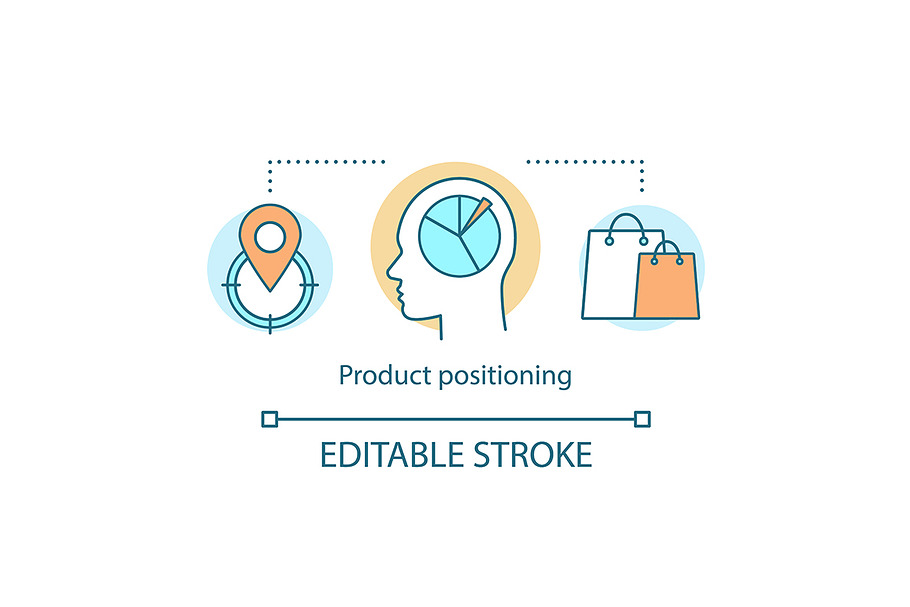 Product positioning concept icon
