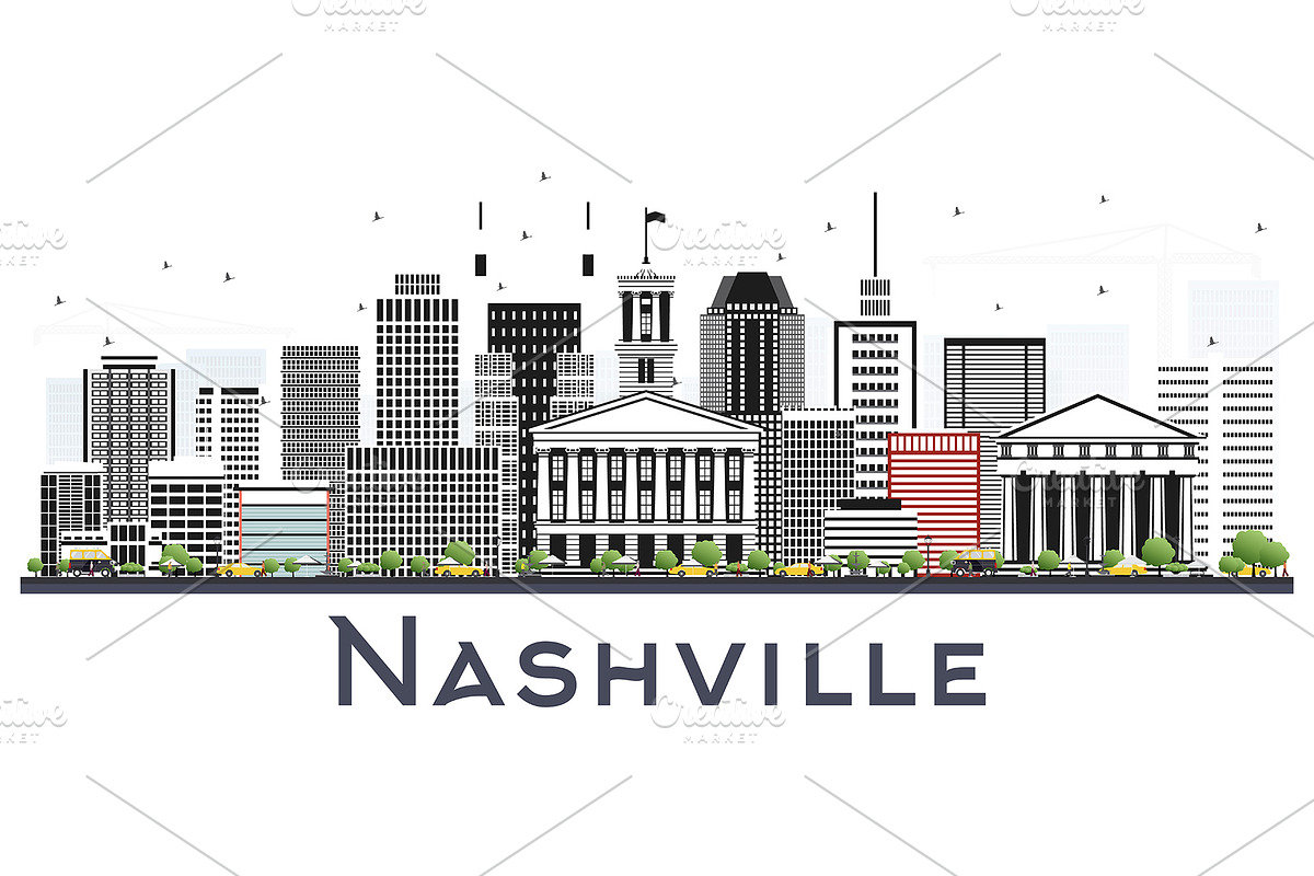 Nashville Tennessee City Skyline in Illustrations - product preview 8