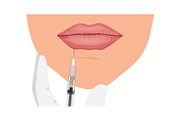 Lips augmentation concept. Doctor in