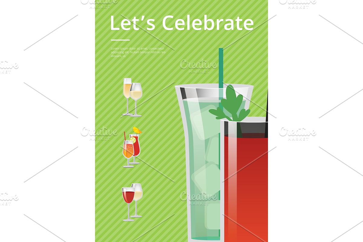 Let`s Celebrate Card Colorful Vector in Illustrations - product preview 8