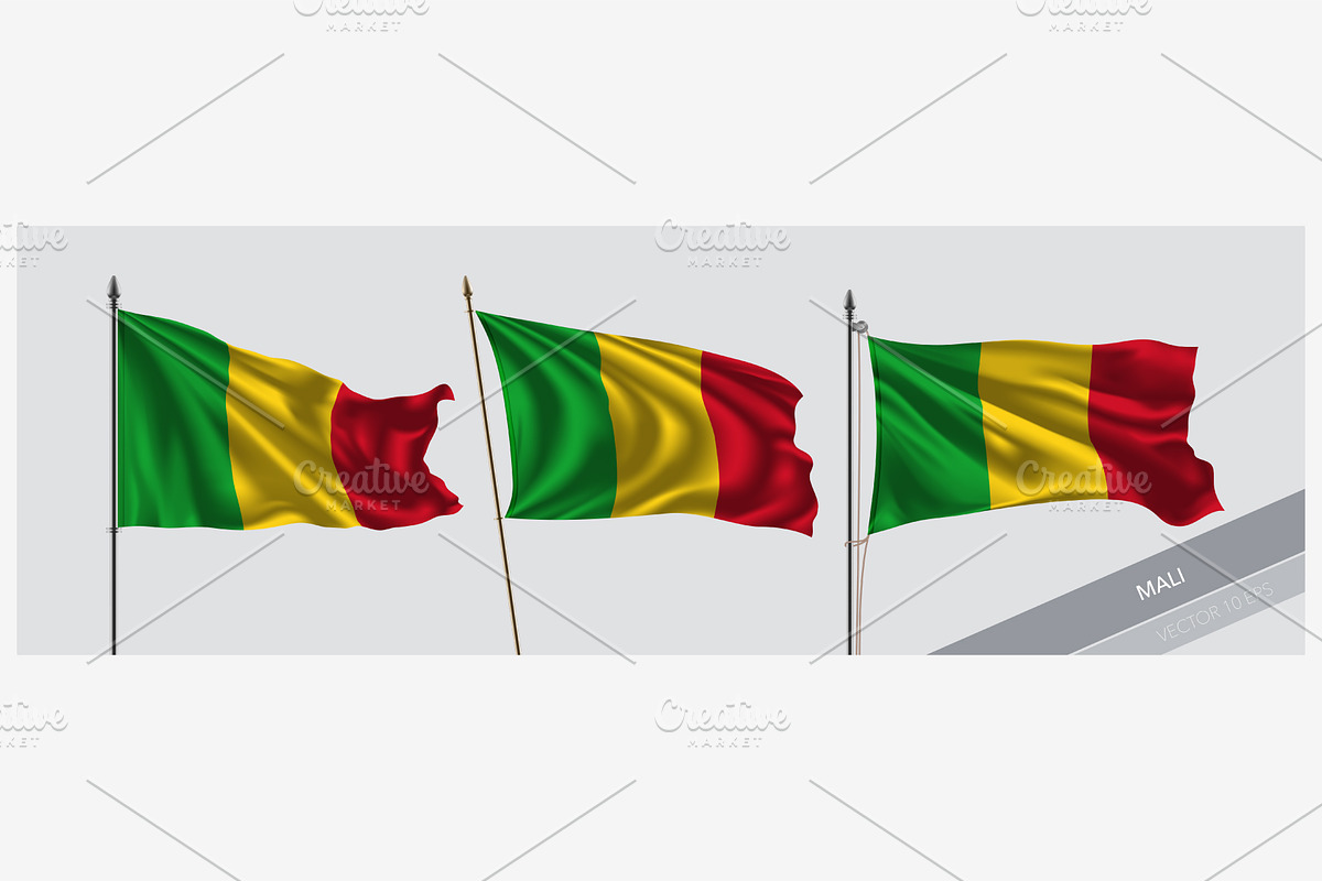 Set of Mali waving flag vector in Illustrations - product preview 8