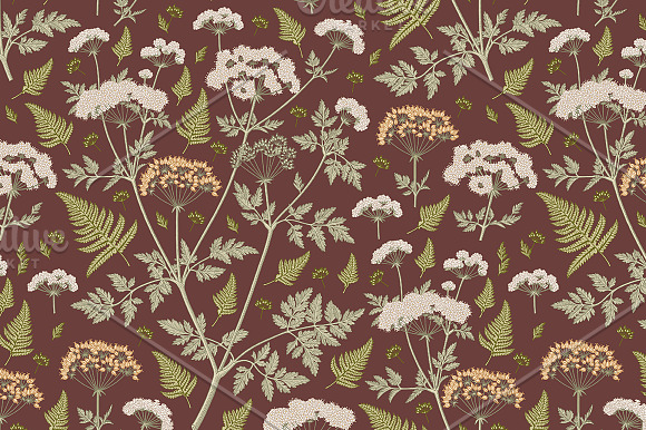 Seamless Flower Fern Tropical Exotic in Illustrations - product preview 2