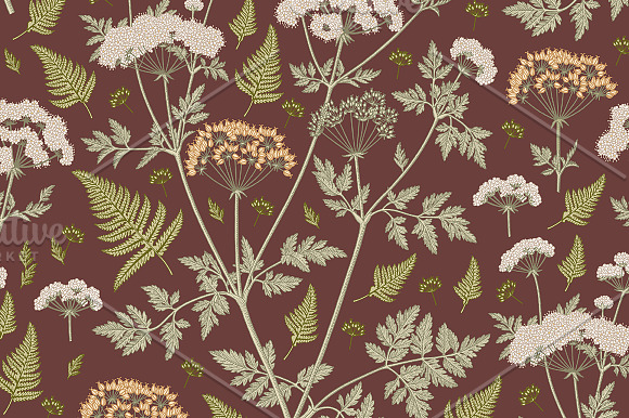 Seamless Flower Fern Tropical Exotic in Illustrations - product preview 4