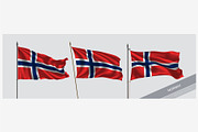Set of Norway waving flag vector