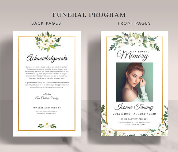 Funeral/ Memorial Card Program FP006 in Card Templates - product preview 1