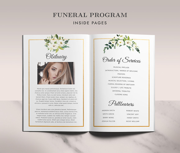 Funeral/ Memorial Card Program FP006 in Card Templates - product preview 2