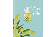 Olive oil pitcher with green olives