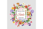Floral sale banner and garden