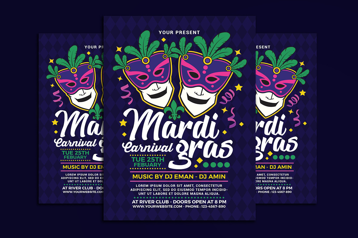 Mardi Gras Carnival in Invitation Templates - product preview 8