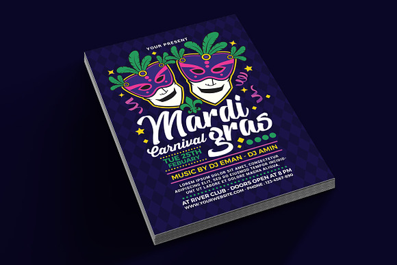 Mardi Gras Carnival in Invitation Templates - product preview 1