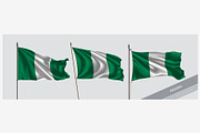 Set of Nigeria waving flag vector